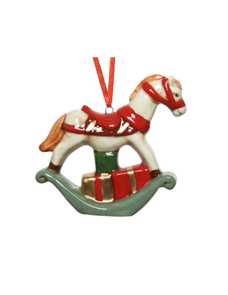 Klassischer Schaukelpferd-Anhänger Christbaumschmuck bunt 8 cm von KAEMING B.V.