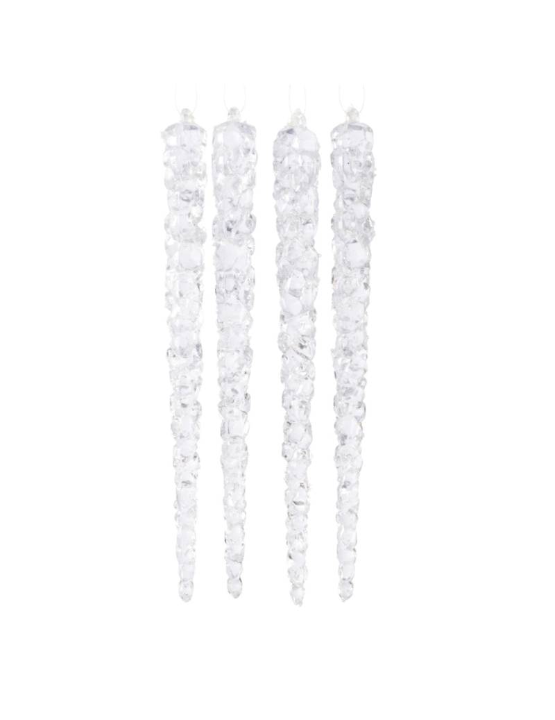 Nachtleuchtende Eiszapfen Weihnachts-Hängedeko 4 Stück weiß 15 cm von KAEMING B.V.