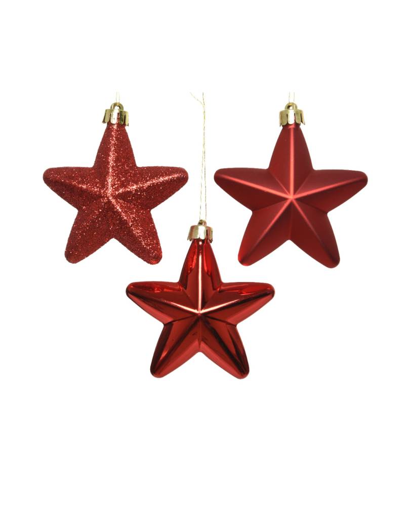 Sternen-Aufhänger Christbaumschmuck 6 Stück rot 7,5 cm von KAEMING B.V.