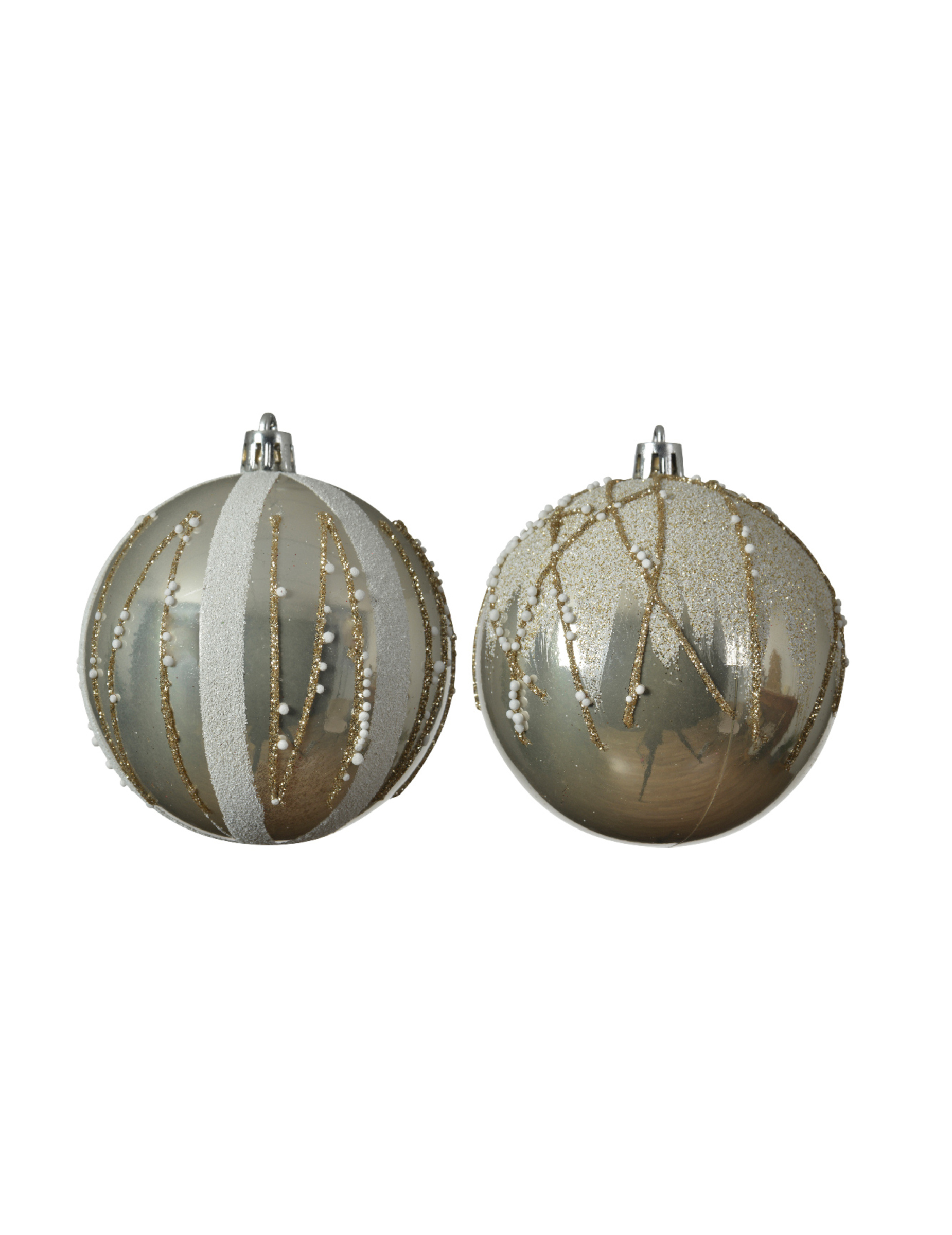 Weihnachtskugeln gold-weiß 4 Stück 8 cm Weihnachtskugeln gold-weiß 4 Stück 8 cm von KAEMING B.V.