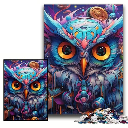 1000-teiliges Puzzle, farbenfrohe Kunst-Eule, 1000-teiliges Puzzle, Geburtstage, Weihnachten, Halloween, Thanksgiving, Ostern, Größe 26x38cm von KAEUVBAOP