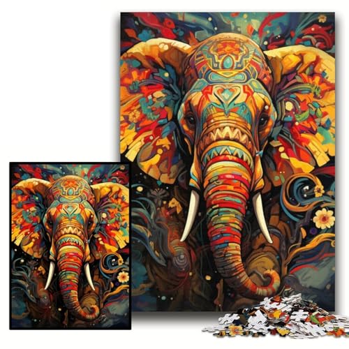 1000-teiliges Puzzle, farbenfroher Kunstelefant, 1000-teiliges Puzzle, Geburtstage, Weihnachten, Halloween, Erntedankfest, Ostern, Größe 26x38cm 1000-teiliges Puzzle, farbenfroher Kunstelefant, 1000-teiliges Puzzle, Geburtstage, Weihnachten, Halloween, Erntedankfest, Ostern, Größe 26x38cm von KAEUVBAOP