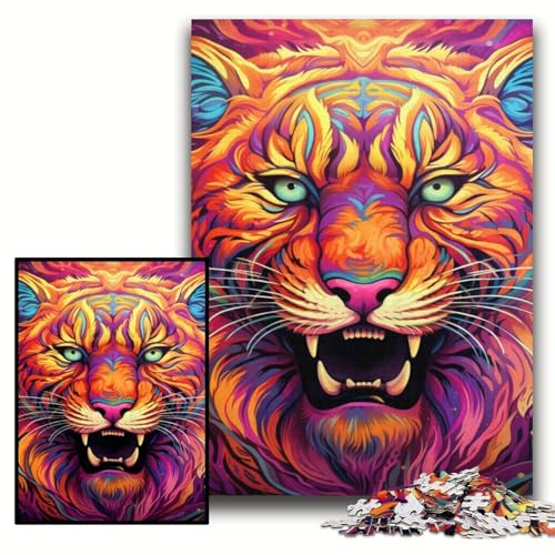 1000-teiliges Puzzle „Psychedelic Art Tiger“ für Erwachsene, für Teenager und Familienspaß – DIY-Denkspiel, Geschenkgröße 50x75cm 1000-teiliges Puzzle „Psychedelic Art Tiger“ für Erwachsene, für Teenager und Familienspaß – DIY-Denkspiel, Geschenkgröße 50x75cm von KAEUVBAOP