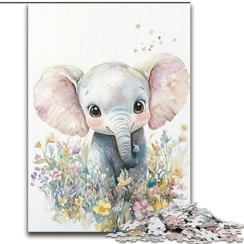 1000-teiliges Puzzle für Erwachsene, Aquarell-Elefanten-Puzzle, pädagogisches Denkspiel, künstlerische Heim- und Bürodekoration, ab 14 Jahren, 50x75cm 1000-teiliges Puzzle für Erwachsene, Aquarell-Elefanten-Puzzle, pädagogisches Denkspiel, künstlerische Heim- und Bürodekoration, ab 14 Jahren, 50x75cm von KAEUVBAOP