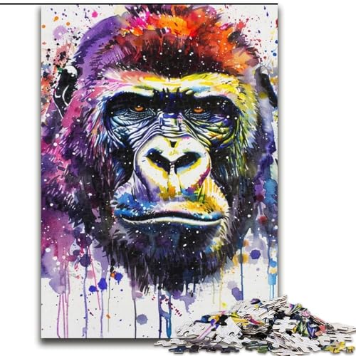 1000-teiliges Puzzle für Erwachsene, Aquarell-Schimpansen-Puzzle, pädagogisches Denkspiel, künstlerische Heim- und Bürodekoration, ab 14 Jahren, 50x75cm 1000-teiliges Puzzle für Erwachsene, Aquarell-Schimpansen-Puzzle, pädagogisches Denkspiel, künstlerische Heim- und Bürodekoration, ab 14 Jahren, 50x75cm von KAEUVBAOP