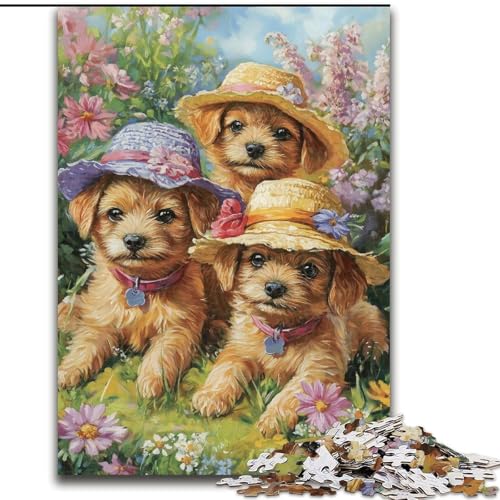 1000-teiliges Puzzle für Erwachsene, DREI-Welpen-Puzzle, Familienaktivität, einzigartiges Geschenk für Feiertage und Geburtstage, 50x75cm von KAEUVBAOP