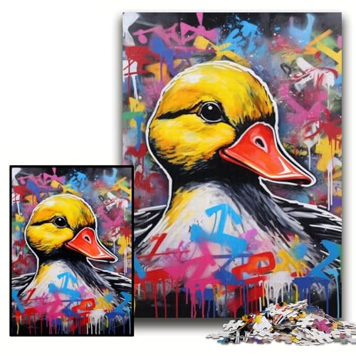 1000-teiliges Puzzle für Erwachsene, Enten-Graffiti-Puzzle aus Pappe, Größe 26x38cm, für Teenager und Jugendliche, ideales Geburtstags von KAEUVBAOP