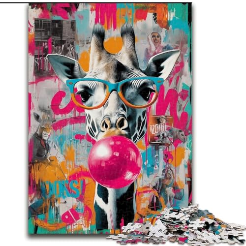 1000-teiliges Puzzle für Erwachsene, Giraffen-Graffiti-Puzzle, pädagogisches Denkspiel, künstlerische Heim- und Bürodekoration, ab 14 Jahren, 50x75cm 1000-teiliges Puzzle für Erwachsene, Giraffen-Graffiti-Puzzle, pädagogisches Denkspiel, künstlerische Heim- und Bürodekoration, ab 14 Jahren, 50x75cm von KAEUVBAOP