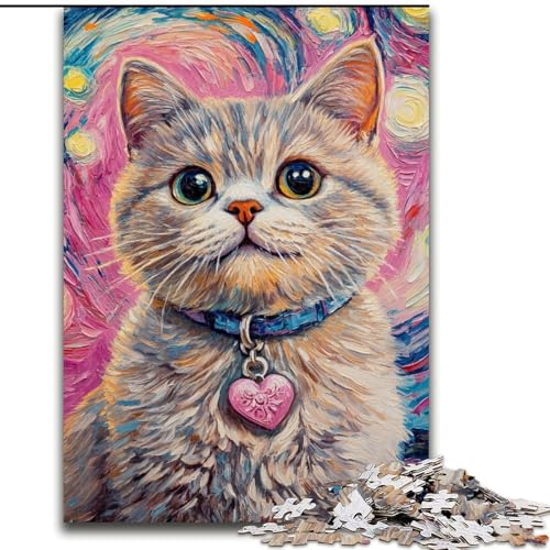1000-teiliges Puzzle für Erwachsene, Happy Cat Puzzle, pädagogisches Denkspiel, künstlerische Heim- und Bürodekoration, ab 14 Jahren, 50x75cm 1000-teiliges Puzzle für Erwachsene, Happy Cat Puzzle, pädagogisches Denkspiel, künstlerische Heim- und Bürodekoration, ab 14 Jahren, 50x75cm von KAEUVBAOP