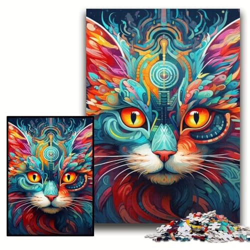 1000-teiliges Puzzle für Erwachsene, Katzen-Holzpuzzle, interaktives Familienspiel, Familienaktivitätsspiel, Größe 50x75cm von KAEUVBAOP
