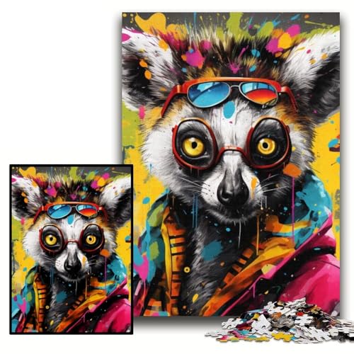 1000-teiliges Puzzle für Erwachsene, Lemur-Graffiti-Puzzle aus Pappe, Größe 26x38cm, für Teenager und Jugendliche, ideales Geburtstags von KAEUVBAOP