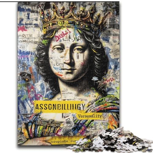 1000-teiliges Puzzle für Erwachsene, Mona Lisa-Graffiti-Puzzle, anspruchsvolles Denkspiel für Teenager, perfekt als Heimdekoration oder Geschenk, 50x75cm von KAEUVBAOP