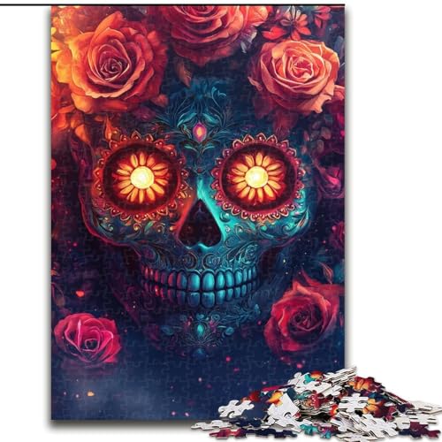 1000-teiliges Puzzle für Erwachsene, Rosenschädel-Puzzle, Familienaktivität, einzigartiges Geschenk für Feiertage und Geburtstage, 50x75cm von KAEUVBAOP