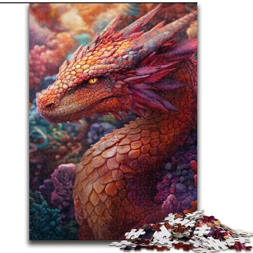 1000-teiliges Puzzle für Erwachsene, Roter Drache, Spiel für Erwachsene, Geschenk, interaktives Familienspiel, Gehirn-Herausforderung, Geschenk, 50x75cm von KAEUVBAOP