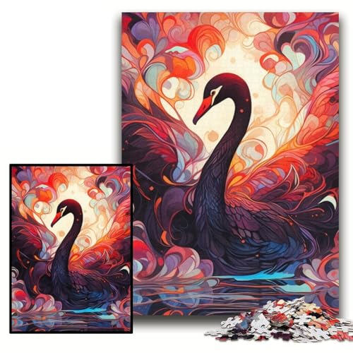 1000-teiliges Puzzle für Erwachsene, Schwarzer Schwan, Puzzles für Erwachsene, perfekt für Halloween, Weihnachten, Geburtstagsgeschenk, Größe 26x38cm von KAEUVBAOP