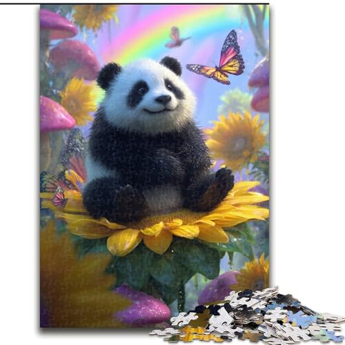 1000-teiliges Puzzle für Erwachsene, Sonnenblumen-Panda-Puzzle, anspruchsvolles DIY-Dekorationsspiel, interaktives Familienspielzeug, 50x75cm von KAEUVBAOP