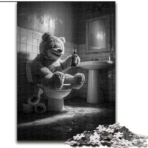 1000-teiliges Puzzle für Erwachsene, Teddy auf der Toilette, pädagogisches Denkspiel, künstlerische Heim- und Bürodekoration, ab 14 Jahren, 50x75cm 1000-teiliges Puzzle für Erwachsene, Teddy auf der Toilette, pädagogisches Denkspiel, künstlerische Heim- und Bürodekoration, ab 14 Jahren, 50x75cm von KAEUVBAOP