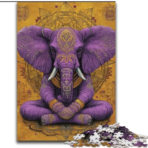 1000-teiliges Puzzle für Erwachsene, lila Elefanten-Puzzle, perfekt für Familienspaß an Weihnachten, Thanksgiving, Geburtstagen und Ostern, 50x75cm von KAEUVBAOP