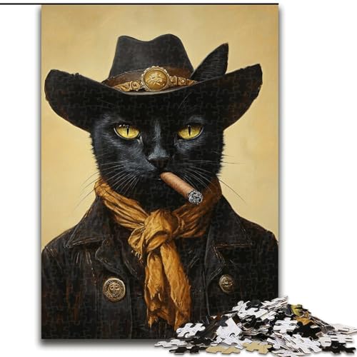 1000-teiliges Puzzle für Erwachsene, rauchende Schwarze Katze, pädagogisches Denkspiel, künstlerische Heim- und Bürodekoration, ab 14 Jahren, 50x75cm 1000-teiliges Puzzle für Erwachsene, rauchende Schwarze Katze, pädagogisches Denkspiel, künstlerische Heim- und Bürodekoration, ab 14 Jahren, 50x75cm von KAEUVBAOP