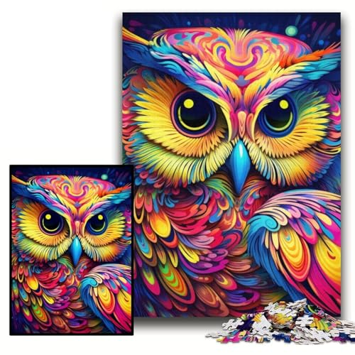 1000-teiliges Puzzle für Erwachsene, rosa Eulen-Puzzle aus Pappe, Größe 26x38cm, Familie und Freunde, geeignet für Kinder ab 14 Jahren von KAEUVBAOP