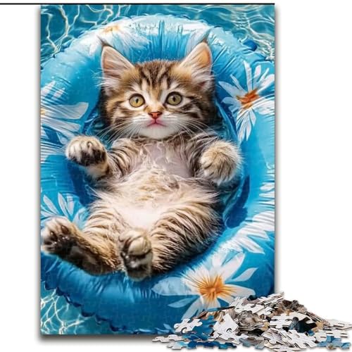 1000-teiliges Puzzle für Erwachsene, schwimmende Katze, anspruchsvolles Denkspiel für Teenager, perfekt als Heimdekoration oder Geschenk, 50x75cm von KAEUVBAOP