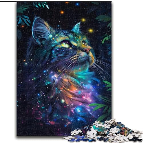 1000-teiliges Puzzle für Erwachsene „Eine schöne Katze“ aus Holz, für Teenager ab 14 Jahren, Heimdekoration, 50x75cm, DIY-Kunstdekor von KAEUVBAOP