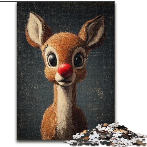 1000-teiliges Puzzle für Erwachsene mit Clown-Nasen-Hirsch-Puzzle, anspruchsvolles Denkspiel für Teenager, perfekt als Heimdekoration oder Geschenk, 50x75cm von KAEUVBAOP