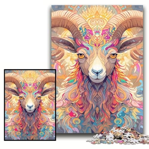1000-teiliges Ziegenpuzzle für Erwachsene, für Teenager und Familienspaß – DIY-Denkspiel, Geschenkgröße 26x38cm von KAEUVBAOP