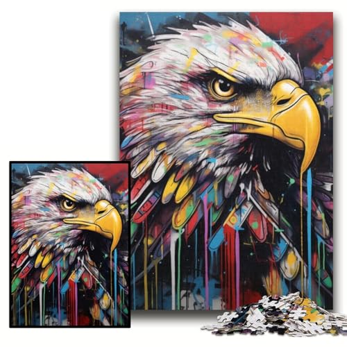 Adler-Graffiti-Puzzle mit 1000 Teilen für Erwachsene. Anspruchsvolles Denkspiel für Teenager, Spaß für den Spieleabend mit der Familie. Größe 26x38cm von KAEUVBAOP