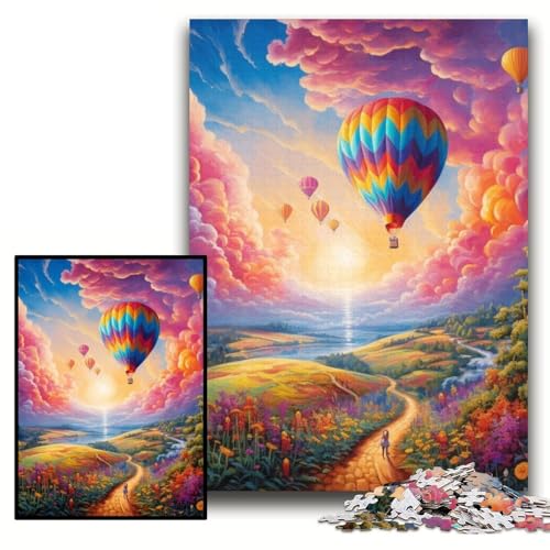 Bunte Kunst-Heißluftballon-Puzzles für Erwachsene, 1000-teiliges unmögliches Puzzle für Erwachsene, DIY-Kunstwerk, Größe 26x38cm von KAEUVBAOP