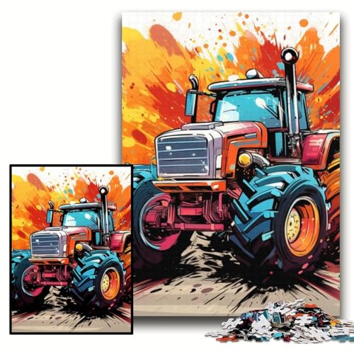 Bunter Traktor, 1000-teiliges Puzzle, anspruchsvolles Denkspiel für Teenager, Größe 50x75cm von KAEUVBAOP
