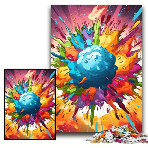 Buntes Explosions-Puzzle mit 1000 Teilen für Erwachsene, Papppuzzle für Teenager und Jugendliche, ideales Geburtstags, Größe 26x38cm von KAEUVBAOP
