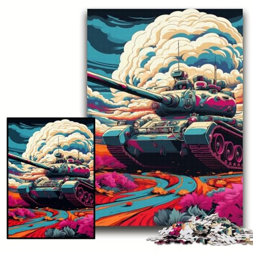 Buntes Kunst-Panzer-Puzzle, 1000 Teile, Holzpuzzle für Erwachsene, interaktives Familienspiel, DIY-Heimdekoration, Gehirn-Herausforderung, Geschenk, Größe 50x75cm von KAEUVBAOP