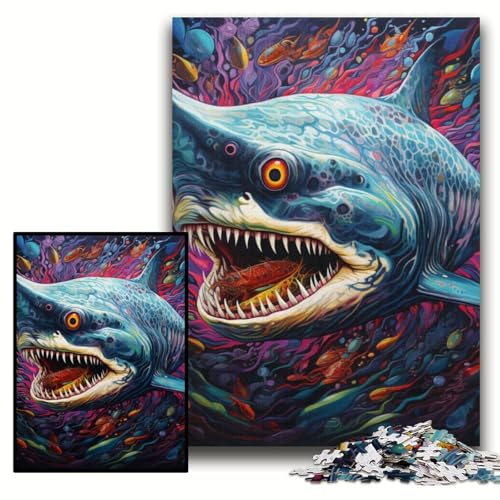 Hai-Puzzle 1000 Teile für Erwachsene, Holzpuzzle für Erwachsene, anspruchsvolles Denkspiel für Teenager, Spaß für den Familienspieleabend, Größe 50x75cm Hai-Puzzle 1000 Teile für Erwachsene, Holzpuzzle für Erwachsene, anspruchsvolles Denkspiel für Teenager, Spaß für den Familienspieleabend, Größe 50x75cm von KAEUVBAOP