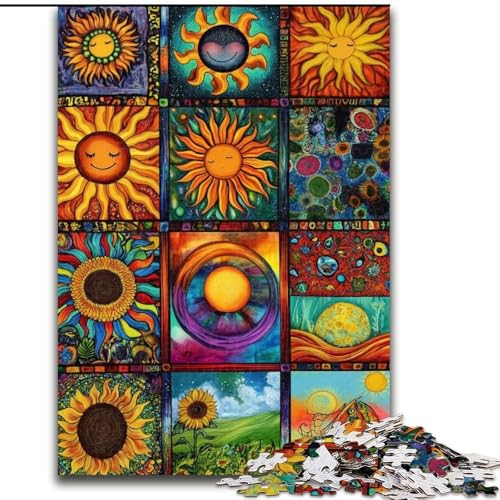JigsawPuzzle 1000 Teile für Erwachsene Sonnencollage Puzzle Spiel für Erwachsene Geschenk Familieninteraktives Spiel Gehirnherausforderung Geschenk 50X75CM von KAEUVBAOP
