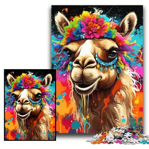 Kamel trägt Blumen, 1000 Teile Puzzle, Geschenke, anspruchsvolle Puzzles, hirnforderndes DIY-Dekorationsspiel, interaktives Familienspielzeug, Größe 26x38cm von KAEUVBAOP