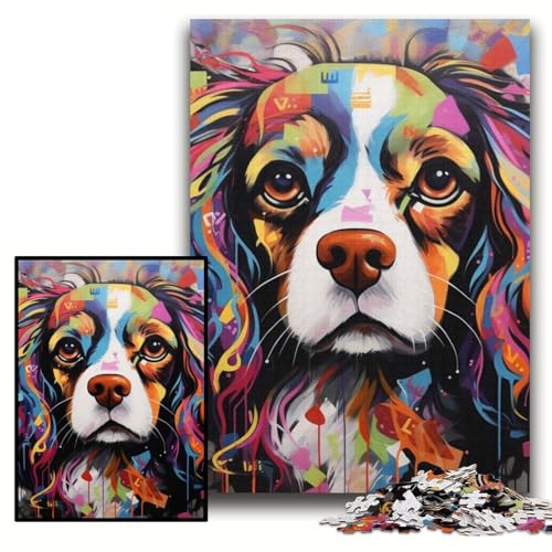 King Charles Spaniel Graffiti-Puzzle, 1000 Teile, für Erwachsene. Schwierige Puzzles für Erwachsene. Perfekt für Familienspaß an Weihnachten, Thanksgiving, Geburtstagen und Ostern. Größe: 26x38cm von KAEUVBAOP