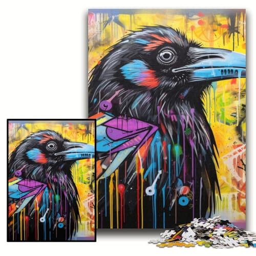 Krähen-Graffiti-Puzzle 1000 Teile für Erwachsene, Puzzles für Erwachsene, Familienaktivität, DIY-Heimdekoration, Größe 50x75cm von KAEUVBAOP