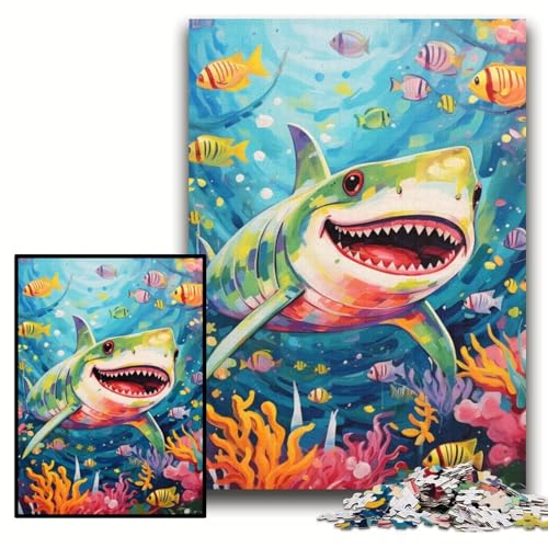 Niedliches Hai-Puzzle mit 1000 Teilen, Puzzle für Erwachsene, Muttertag, Geburtstag, Weihnachten, Größe 50x75cm von KAEUVBAOP