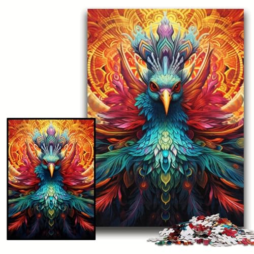 Pfauen-Puzzle, 1000 Teile, Holzpuzzle für Erwachsene, interaktives Familienspiel, DIY-Heimdekoration, Gehirn-Herausforderung, Geschenk, Größe 50x75cm von KAEUVBAOP