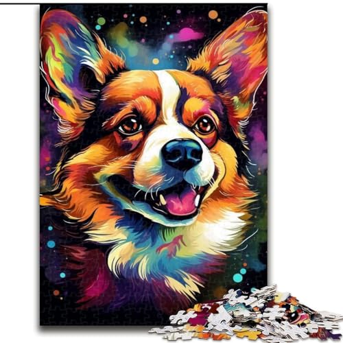 Puzzle 1000 Teile, Bunte Corgi-Tiere aus Holz, Geschenk für Männer und Frauen, Alltag und besondere Anlässe, 50x75cm, Lernspielzeug für Teenager, Heimbüro-Dekor von KAEUVBAOP