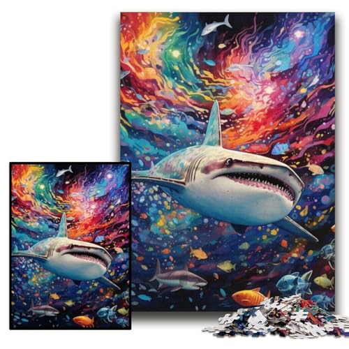 Puzzle 1000 Teile, Hai, 1000 Teile, Puzzle, Spielzeug, Geschenk, pädagogisch wertvoll, intellektuell, entspannend, lustiges Familienspiel, Größe 26x38cm von KAEUVBAOP