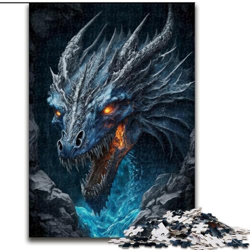 Puzzle 1000 Teile, Jigsaw Art Eisdrache aus Holz, perfekt als Geburtstags-, Weihnachts, 50x75cm, für Heimdekoration, Gehirntraining von KAEUVBAOP