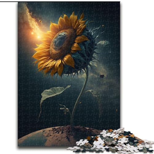 Puzzle 1000 Teile, Universum-Sonnenblume, aus Holz, lustige Aktivität für zu Hause, 50x75cm, Spaß beim Basteln für die ganze Familie, perfekt für Geburtstage, Feiertage von KAEUVBAOP
