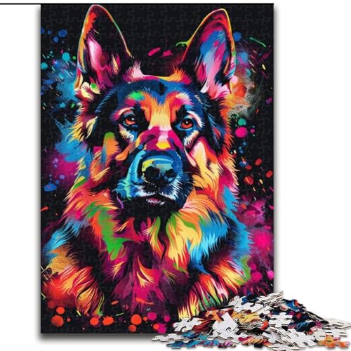 Puzzle 1000 Teile Deutscher Schäferhund aus Holz, lustiges Geschenk und Beschäftigung für Zuhause, 50x75cm, fördert die Hand-Auge-Koordination von KAEUVBAOP