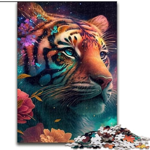 Puzzle 1000 Teile Fantasie-Tiger aus Holz, EIN tolles Geschenk für Familienspaß, 50x75cm, für die Inneneinrichtung, ideales Weihnachts- und Neujahrsgeschenk für Teenager von KAEUVBAOP