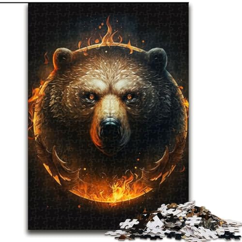 Puzzle 1000 Teile Feuerbärkopf aus Holz, perfekt für Familienspaß an Geburtstagen, Weihnachten, 50x75cm, pädagogisches und unterhaltsames Indoor-Spiel für die Heimdekoration von KAEUVBAOP
