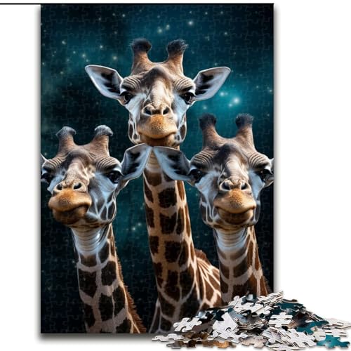 Puzzle 1000 Teile Galaxie-Giraffe aus Holz, Geschenk für Männer und Frauen, Alltag und besondere Anlässe, 50x75cm, Lernspielzeug für Teenager, Heimbüro-Dekor von KAEUVBAOP