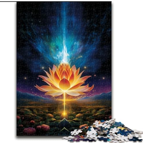Puzzle 1000 Teile für Erwachsene, Art Lotus aus Holz, einzigartige DIY-Geschenkidee für die Heimdekoration, 50x75cm, Geburtstagsgeschenkidee, anspruchsvolles Denkspiel von KAEUVBAOP