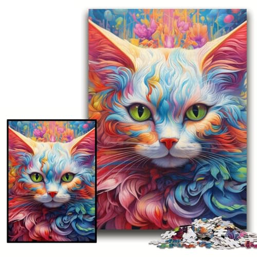 Puzzle 1000 Teile für Erwachsene, Bunte psychedelische Katze, 1000-teiliges Puzzle entwickelt Hand-Auge-Koordinationsfähigkeiten, Größe 26x38cm Puzzle 1000 Teile für Erwachsene, Bunte psychedelische Katze, 1000-teiliges Puzzle entwickelt Hand-Auge-Koordinationsfähigkeiten, Größe 26x38cm von KAEUVBAOP